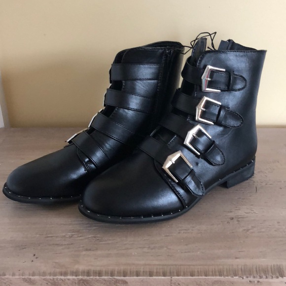 SIZE 6 NEW BLACK BOOTS WITH BUCKLES - Picture 3 of 9